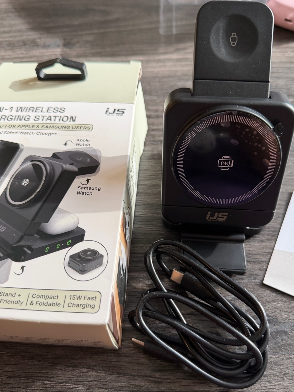 Black 3-in-1 Wireless Charging Station for Phones, AirPods & Watches